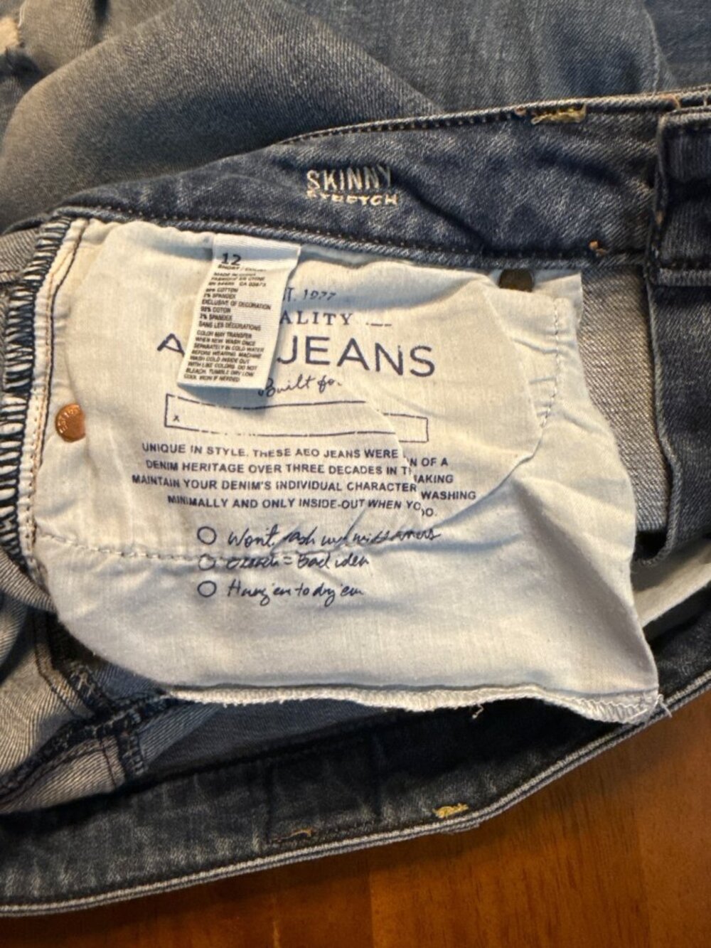 American Eagle Womens Skinny Stretch Jeans Size 12 Distressed Medium Wash Casual - Picture 5 of 7